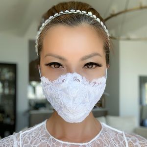 Face Mask White Lace Adjustable Bands Handmade
